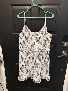 Abercrombie & Fitch White and Blue Floral Midi Dress
